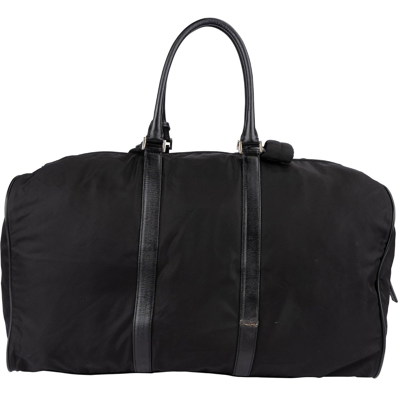 Prada Prada Black Nylon Triangle Duffle Bag 55 Zwart