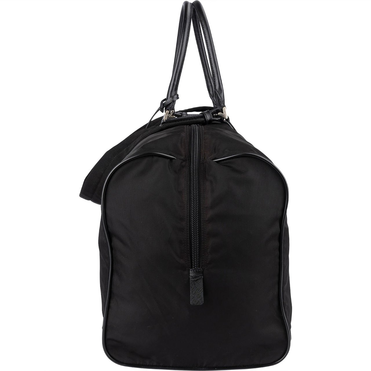 Prada Prada Black Nylon Triangle Duffle Bag 55 Zwart