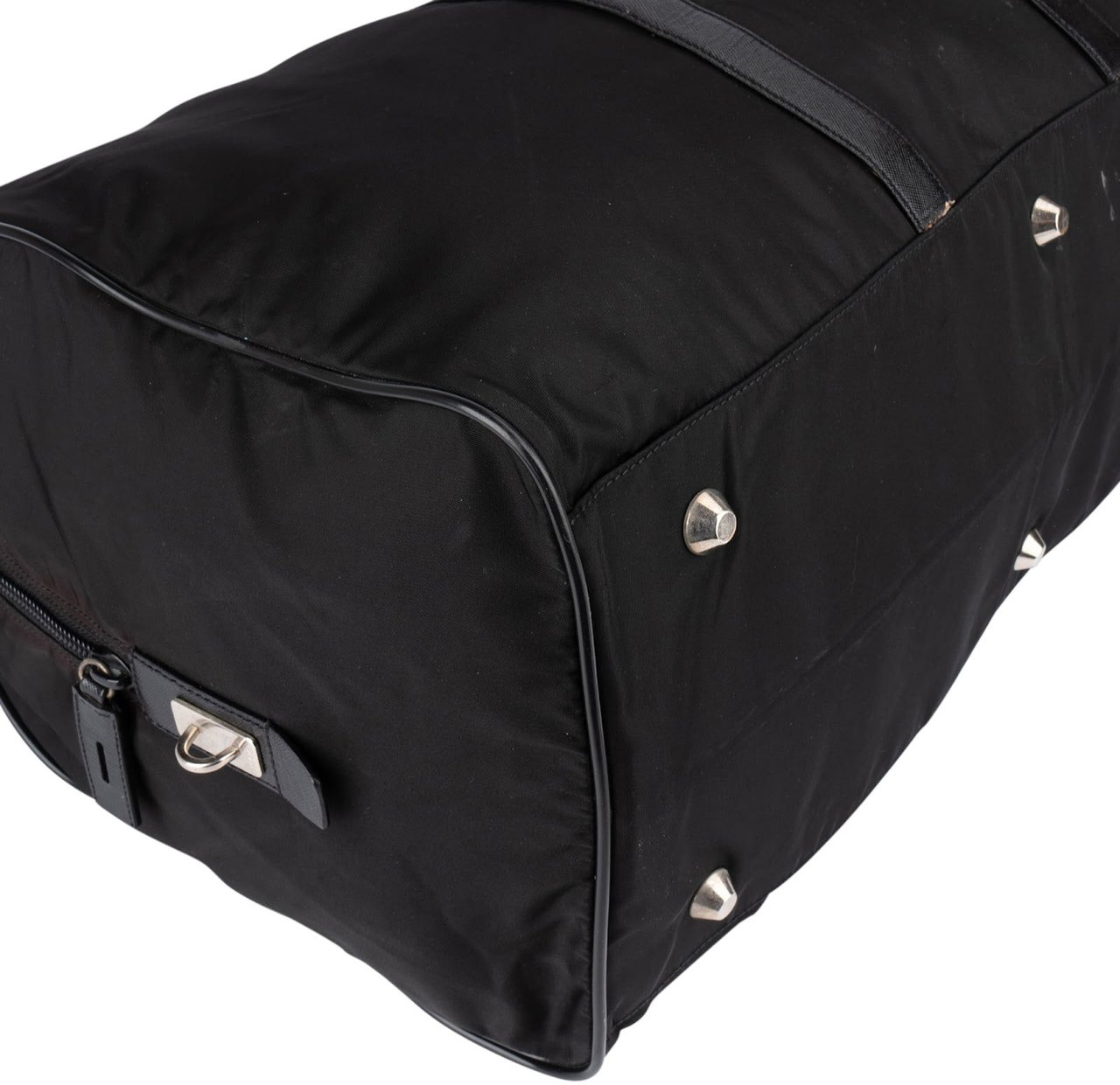 Prada Prada Black Nylon Triangle Duffle Bag 55 Zwart