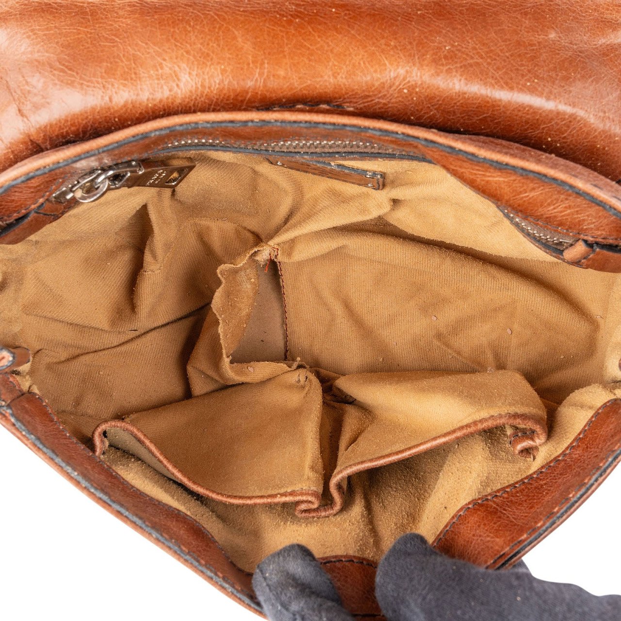 Prada Prada Vitello Antic Chain Shoulder Bag Bruin