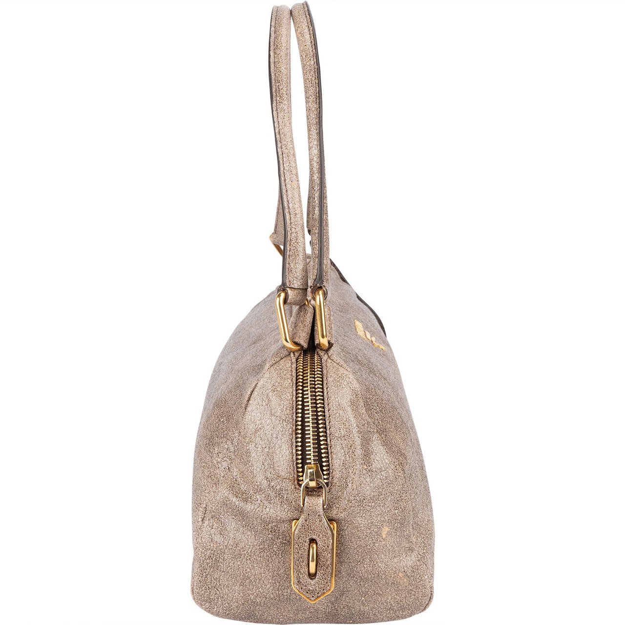 Prada Crackle Leather Hobo Handbag Beige