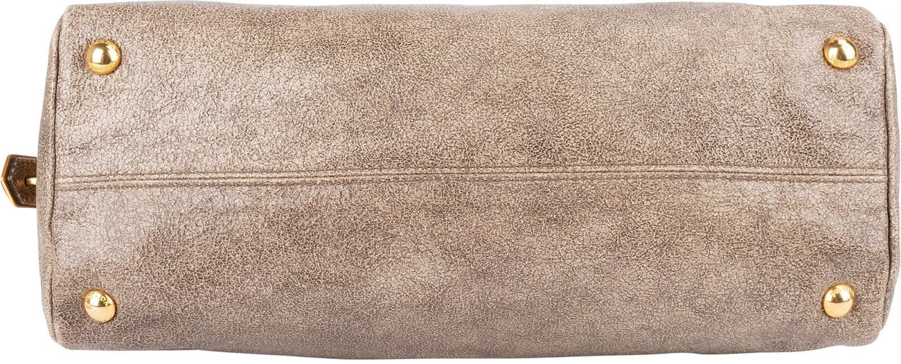 Prada Crackle Leather Hobo Handbag Beige