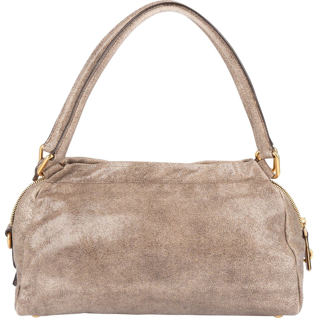 Prada Crackle Leather Hobo Handbag Beige