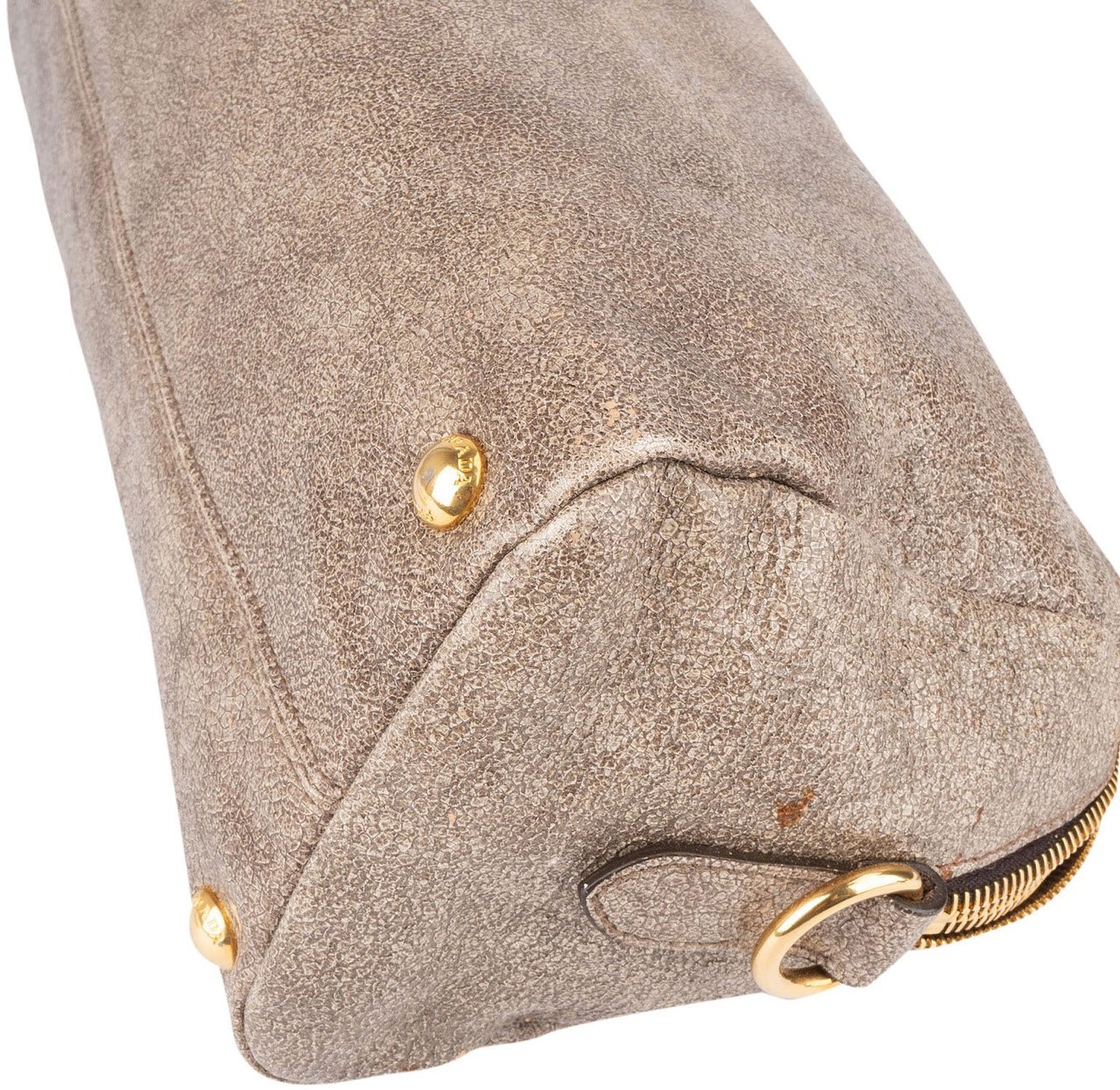 Prada Prada Crackle Leather Hobo Handbag Beige