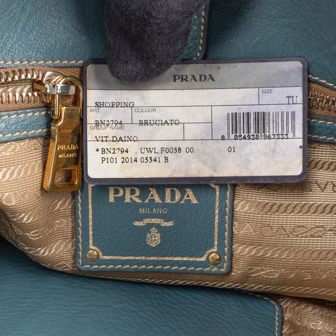 Prada Prada Blue Vitello Daino Leather Hobo Shoulder Bag Blauw
