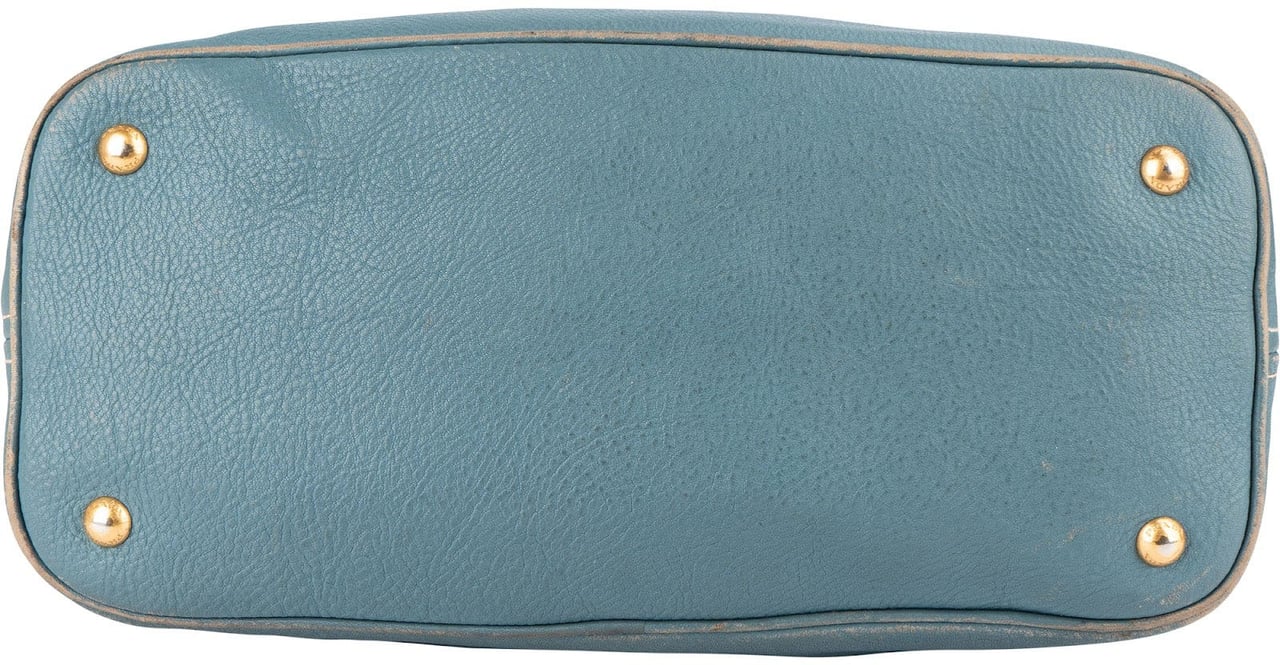 Prada Prada Blue Vitello Daino Leather Hobo Shoulder Bag Blauw