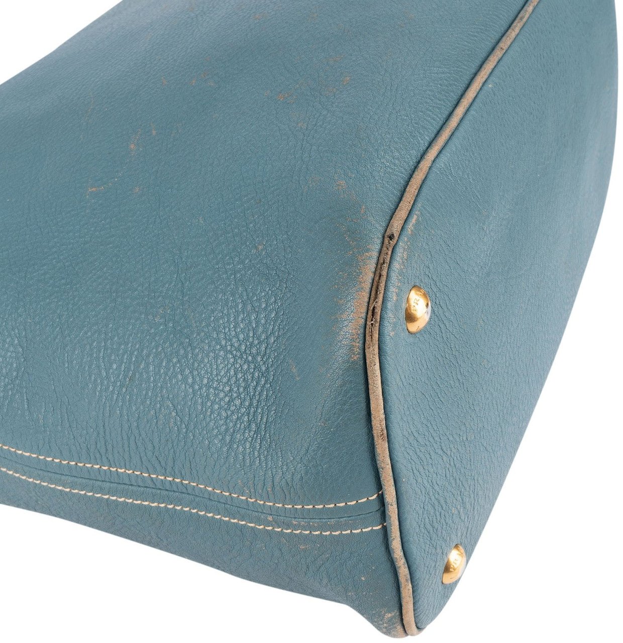 Prada Prada Blue Vitello Daino Leather Hobo Shoulder Bag Blauw