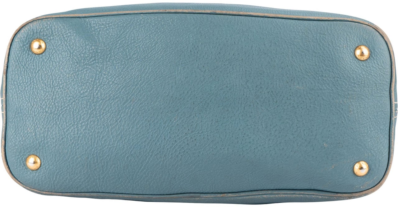 Prada Blue Vitello Daino Leather Hobo Shoulder Bag Blauw