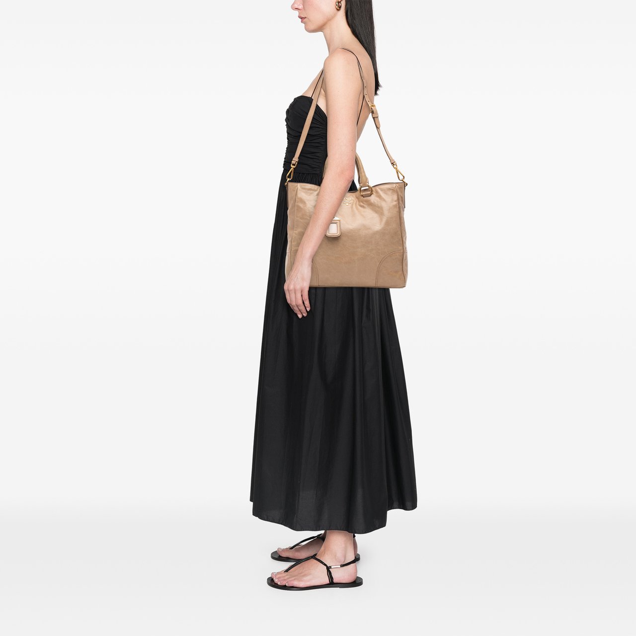 Prada Vitello Shine Satchel Bruin