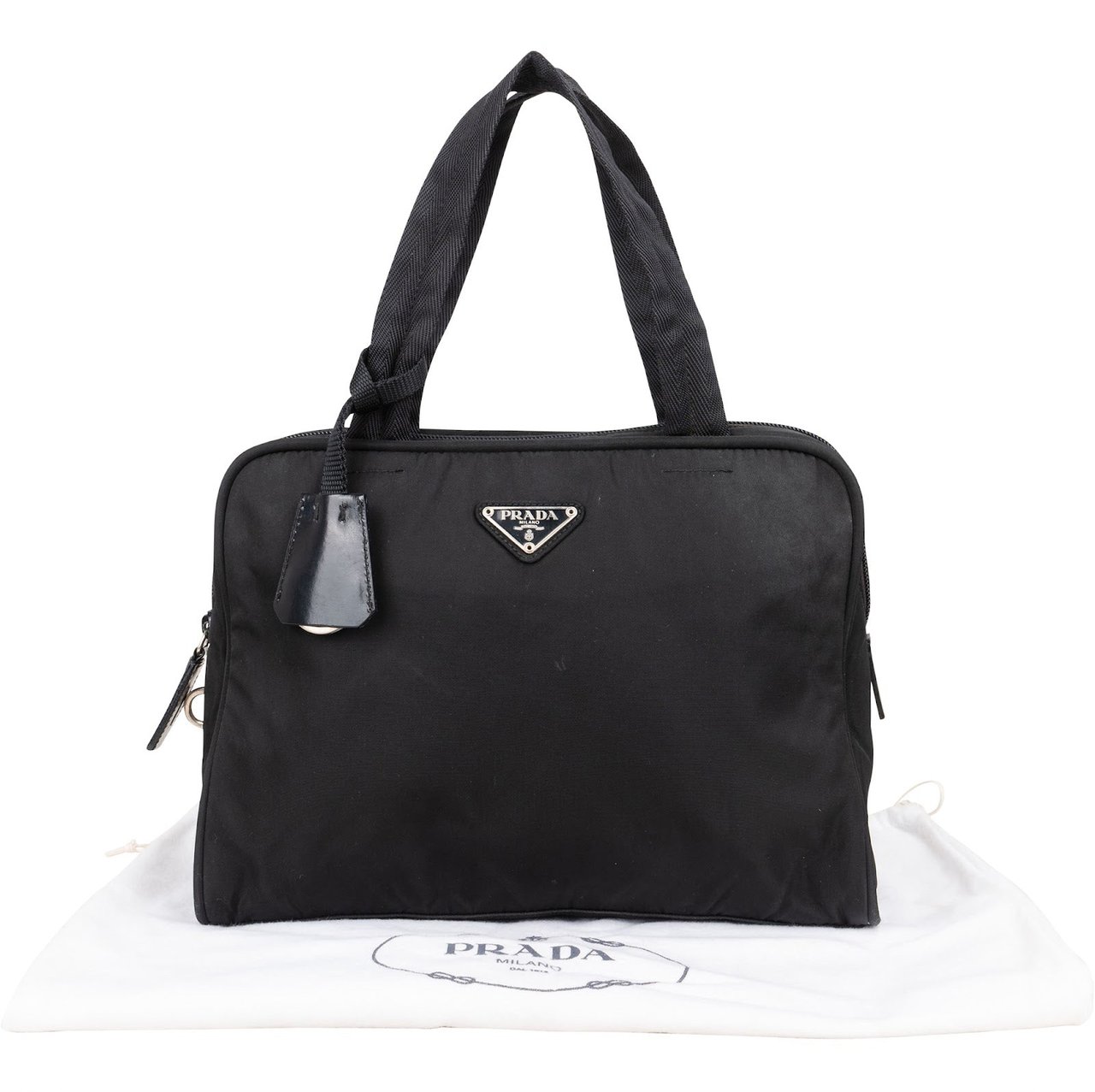 Prada Black Nylon Triangle Handbag Zwart