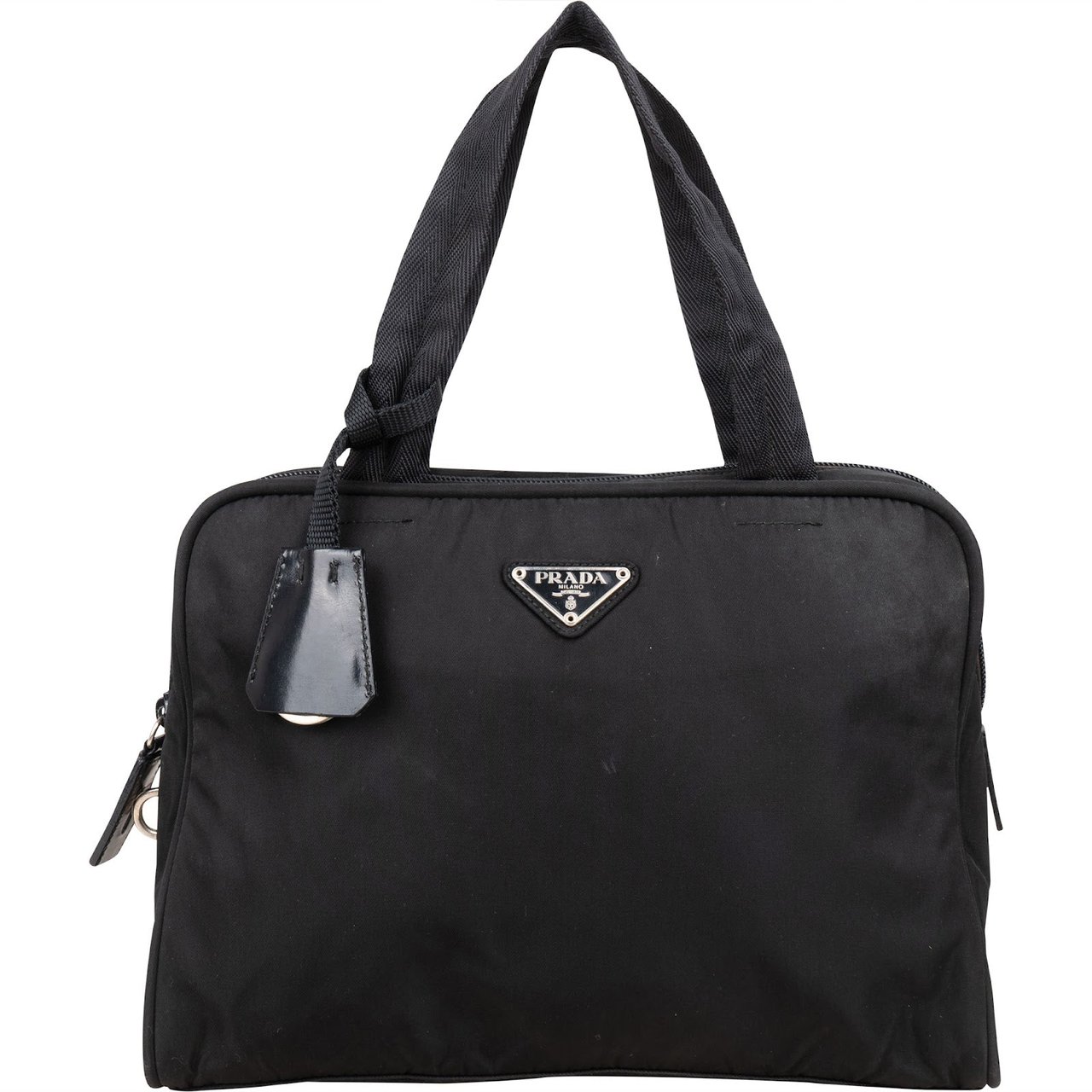 Prada Black Nylon Triangle Handbag Zwart