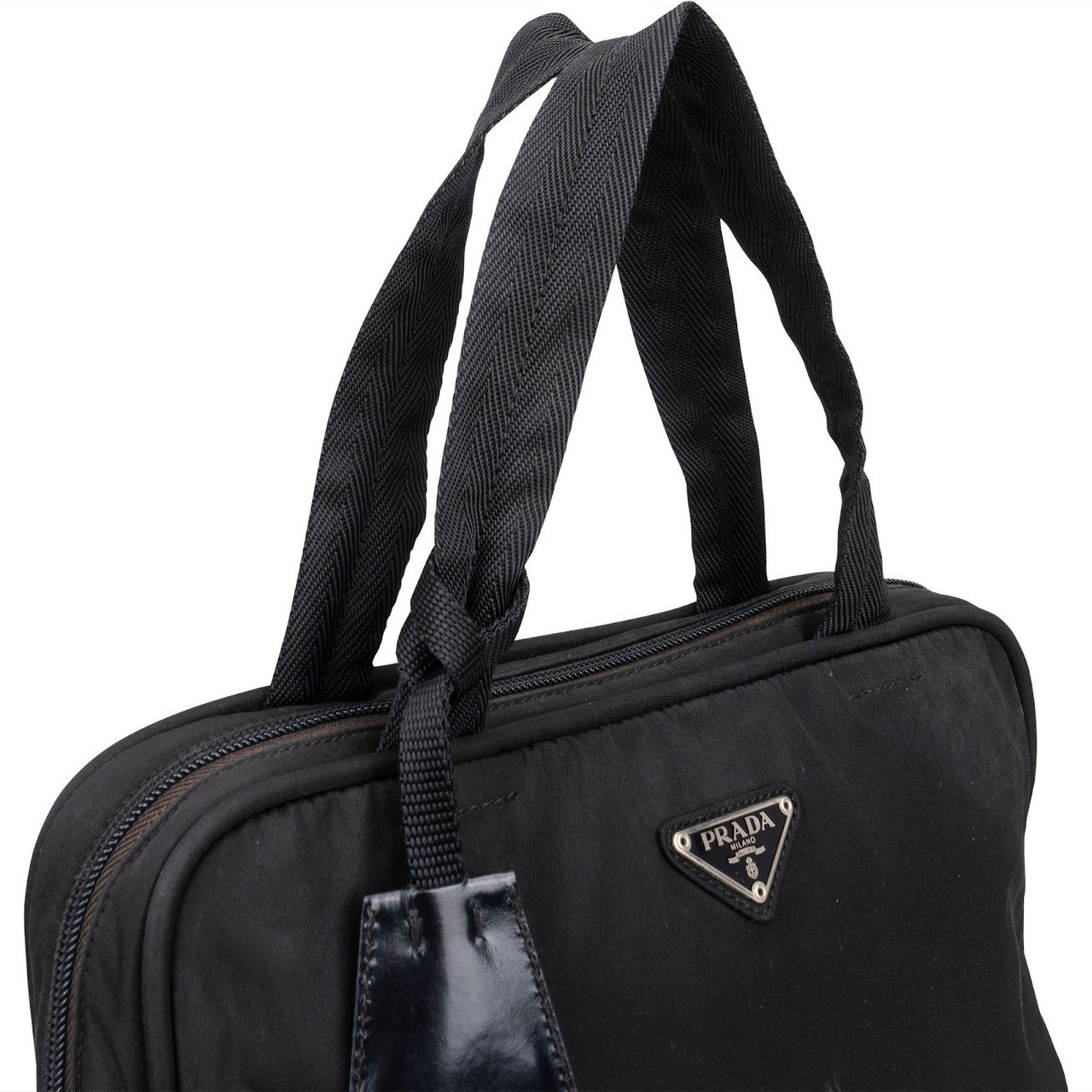 Prada Black Nylon Triangle Handbag Zwart