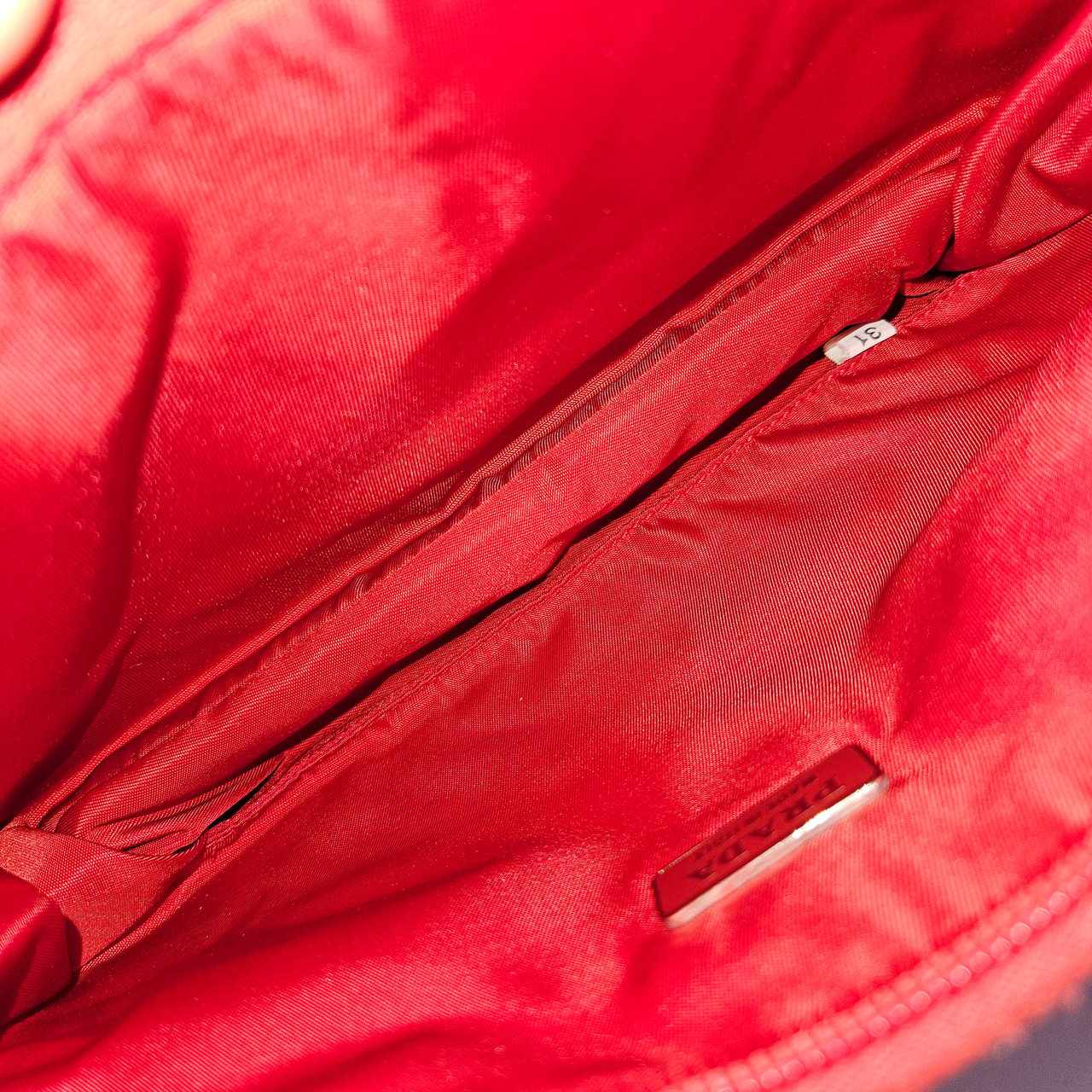 Prada Red Nylon Tessuto Mini Triangle Handbag Rood