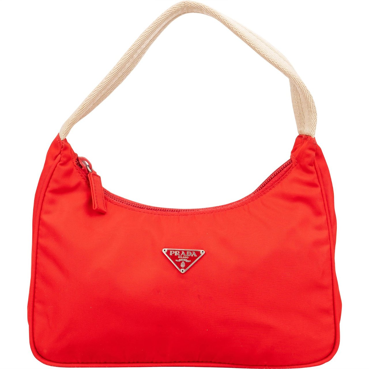 Prada Prada Red Nylon Tessuto Mini Triangle Handbag Rood