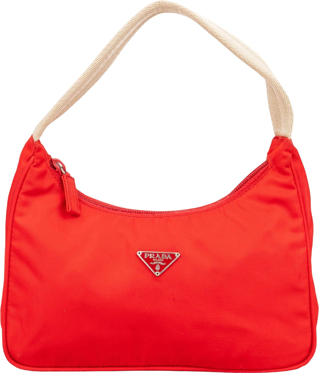 Prada Red Nylon Tessuto Mini Triangle Handbag Rood