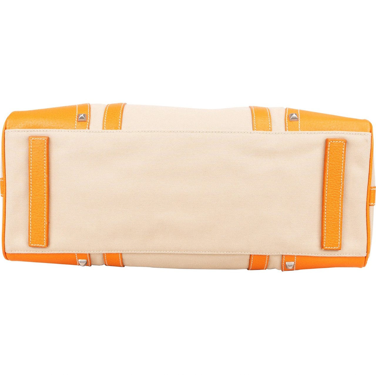 Prada Prada Canvas and Leather Studded Shoulder Bag Beige