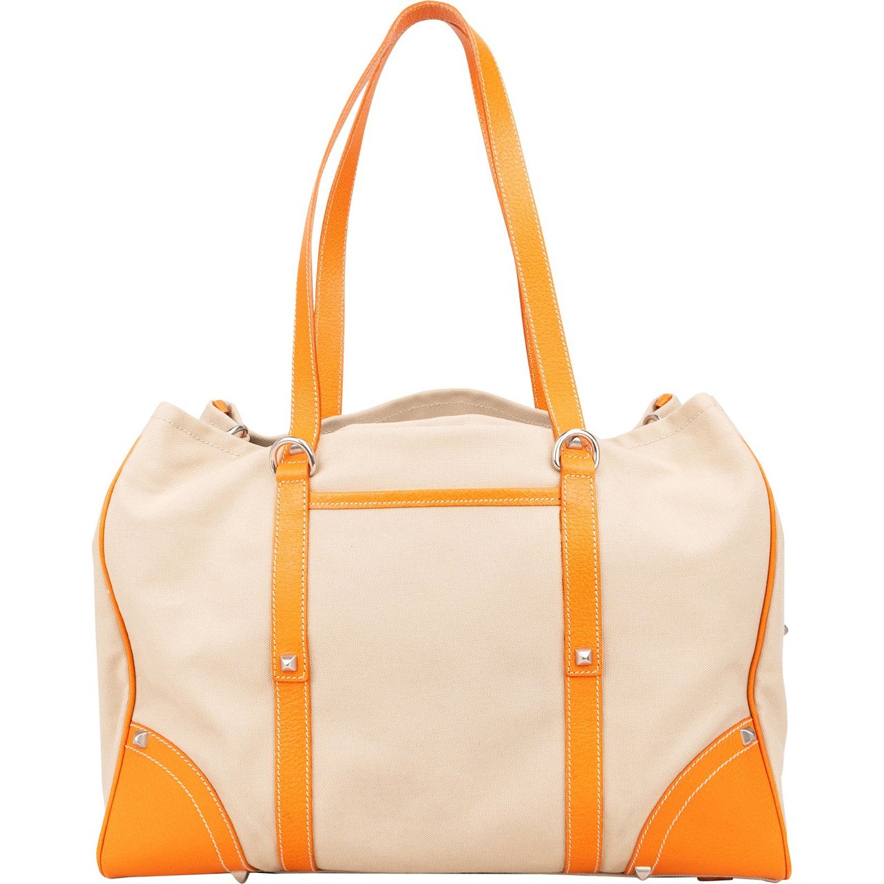 Prada Prada Canvas and Leather Studded Shoulder Bag Beige