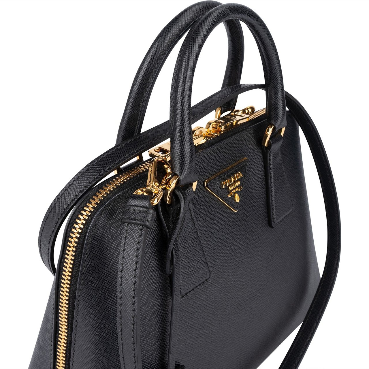 Prada Prada Saffiano Leather Promenade Handbag Zwart