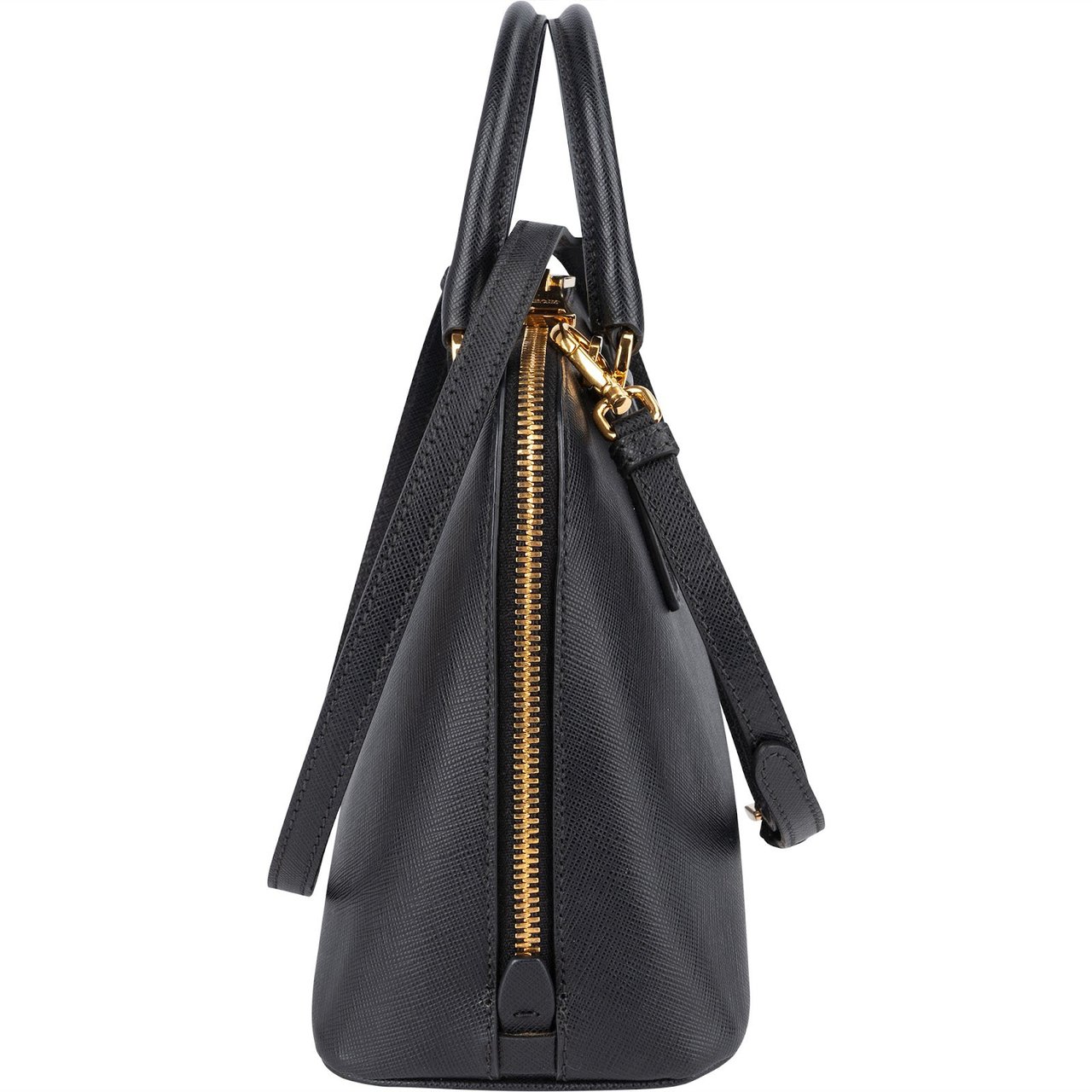 Prada Prada Saffiano Leather Promenade Handbag Zwart