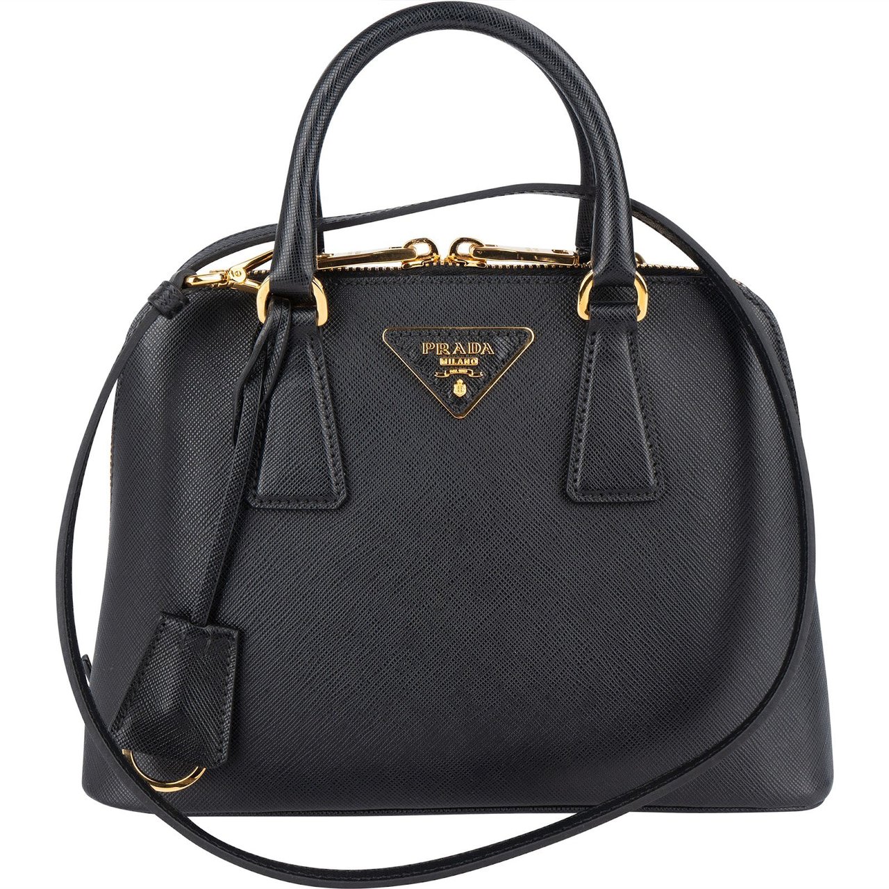 Prada Prada Saffiano Leather Promenade Handbag Zwart