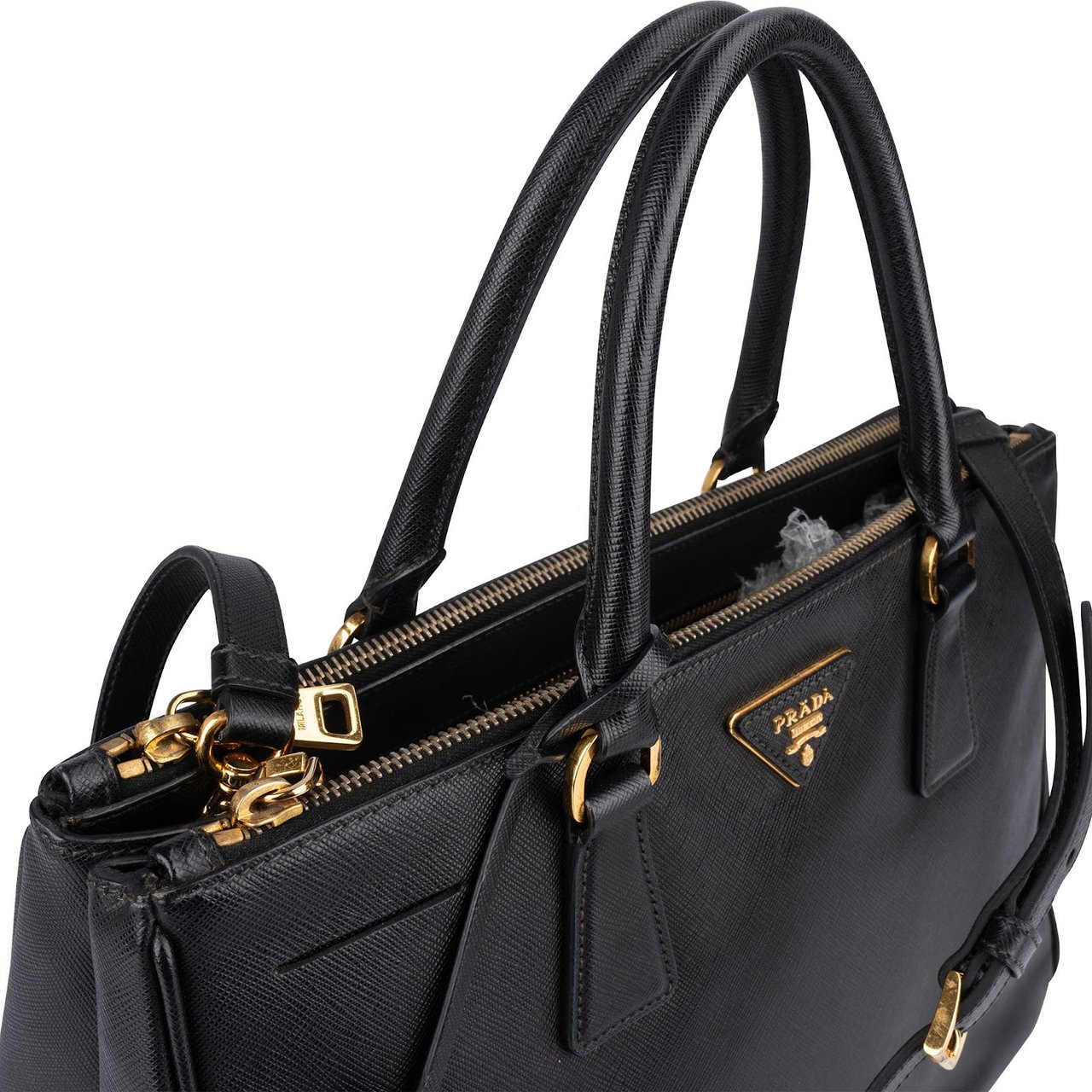 Prada Prada Saffiano Leather Galleria Handbag Zwart