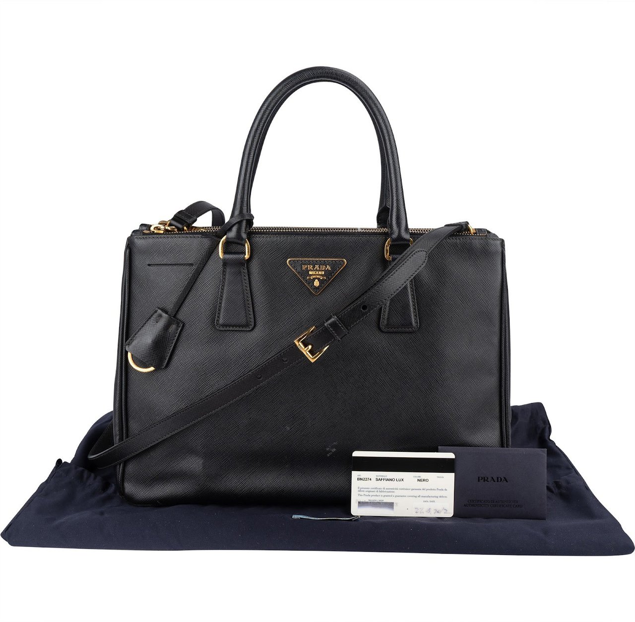 Prada Prada Saffiano Leather Galleria Handbag Zwart