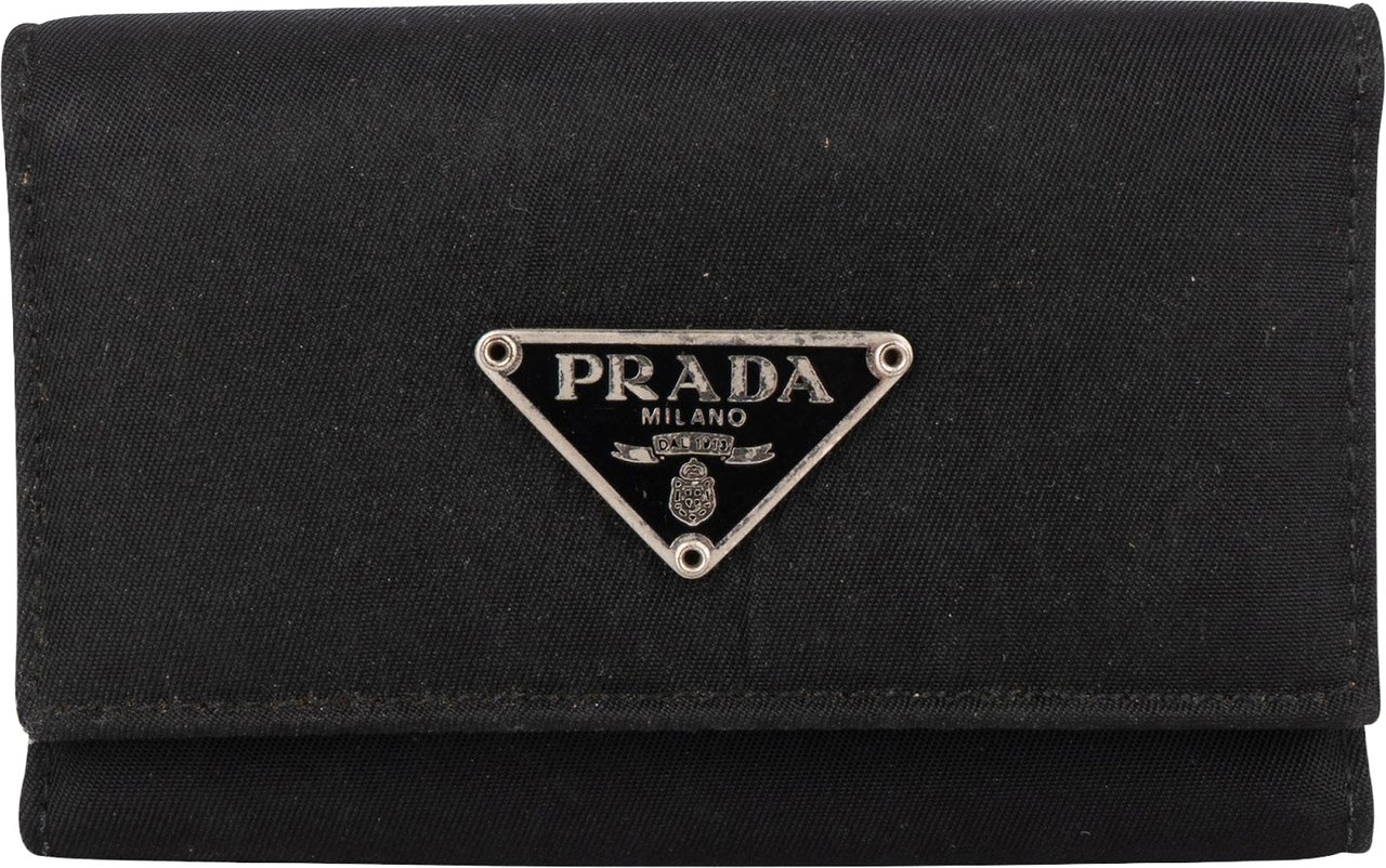 Prada Prada Black Nylon Triangle Key holder Zwart