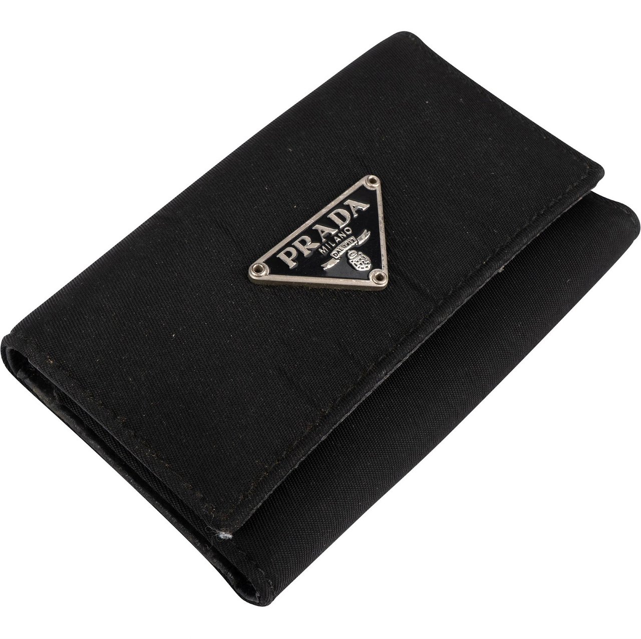 Prada Prada Black Nylon Triangle Key holder Zwart