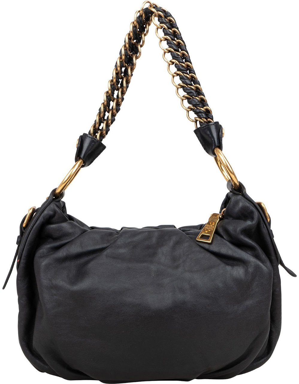 Prada Prada Black Nappa Gauffre Chain Shoulder Bag Zwart