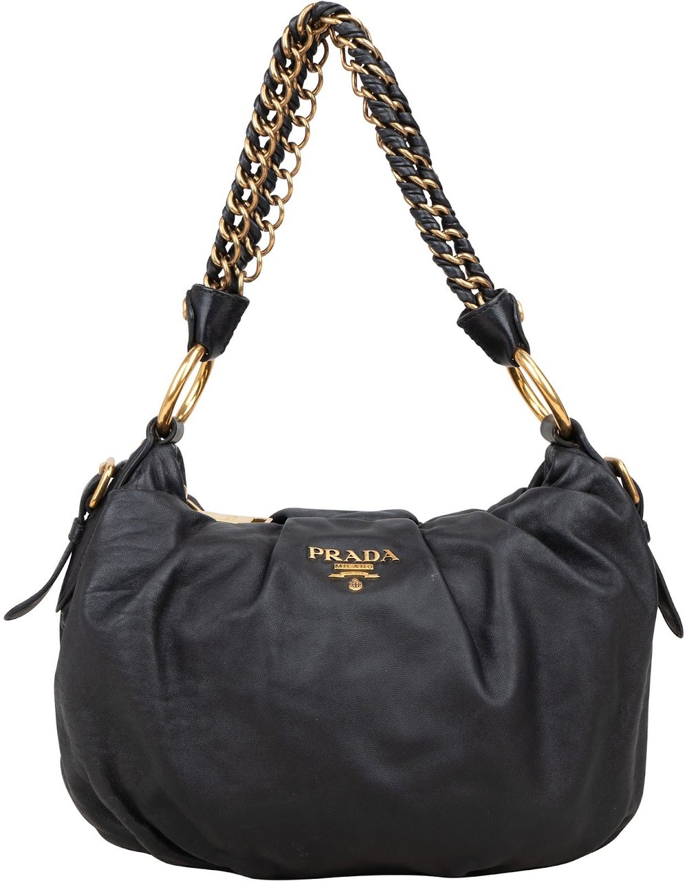 Prada Prada Black Nappa Gauffre Chain Shoulder Bag Zwart