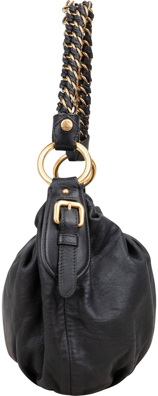 Prada Prada Black Nappa Gauffre Chain Shoulder Bag Zwart