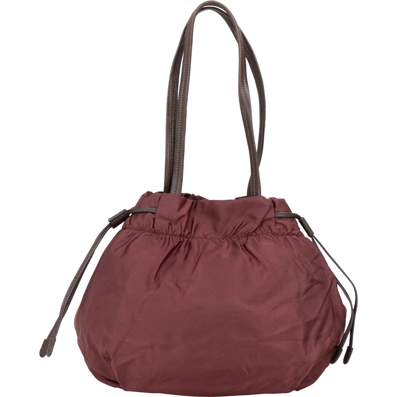 Prada Prada Canapa Tessuto Drawstring Shoulder Bag Maroon