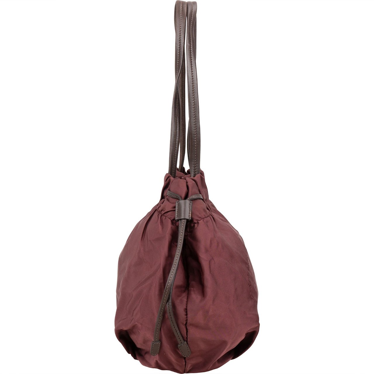 Prada Prada Canapa Tessuto Drawstring Shoulder Bag Maroon
