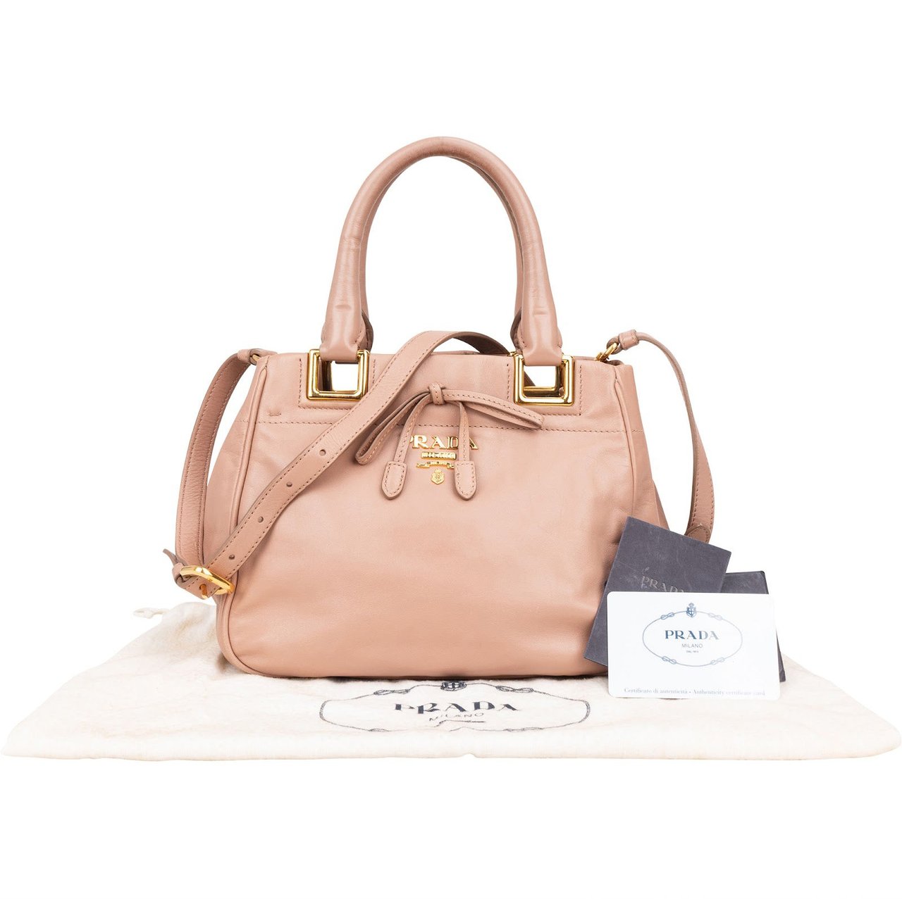 Prada Prada Pink Calf Leather Bonnie Handbag Rood