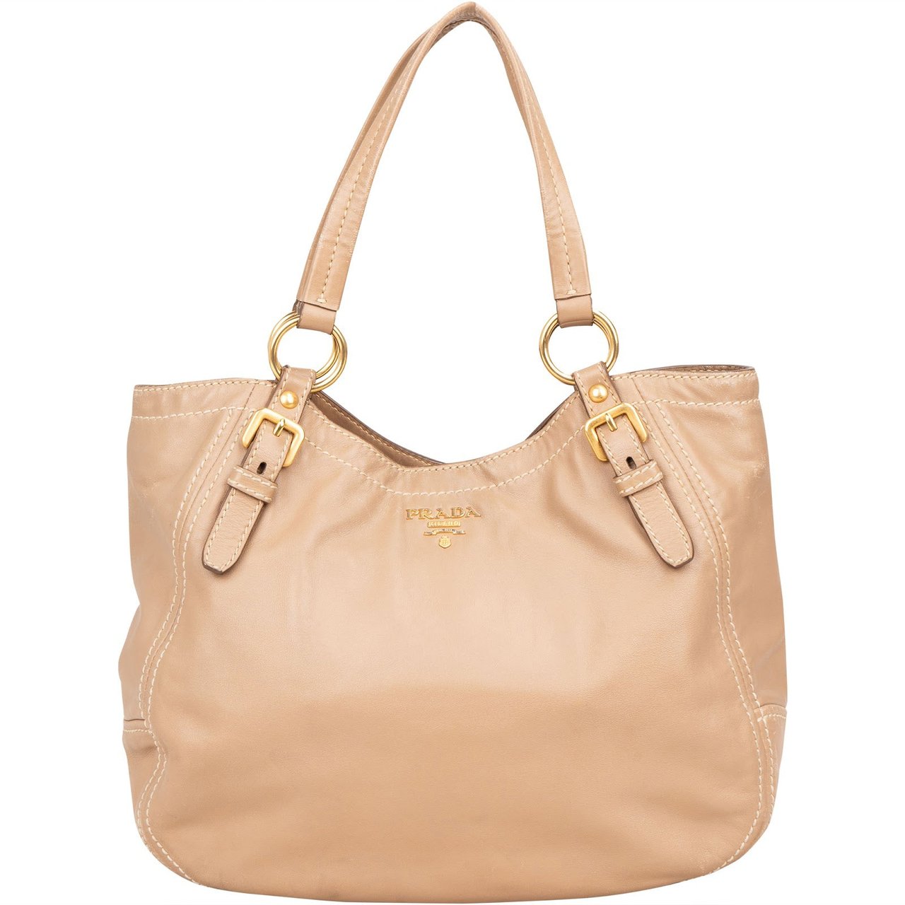 Prada Vitello Daino Leather Shoulder Bag Beige