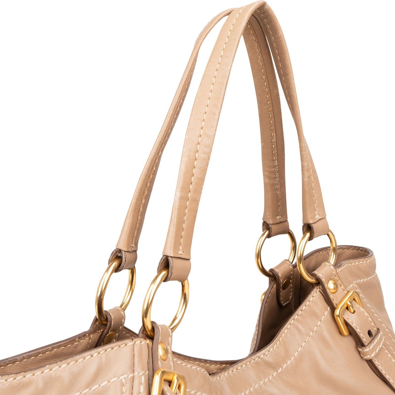 Prada Vitello Daino Leather Shoulder Bag Beige