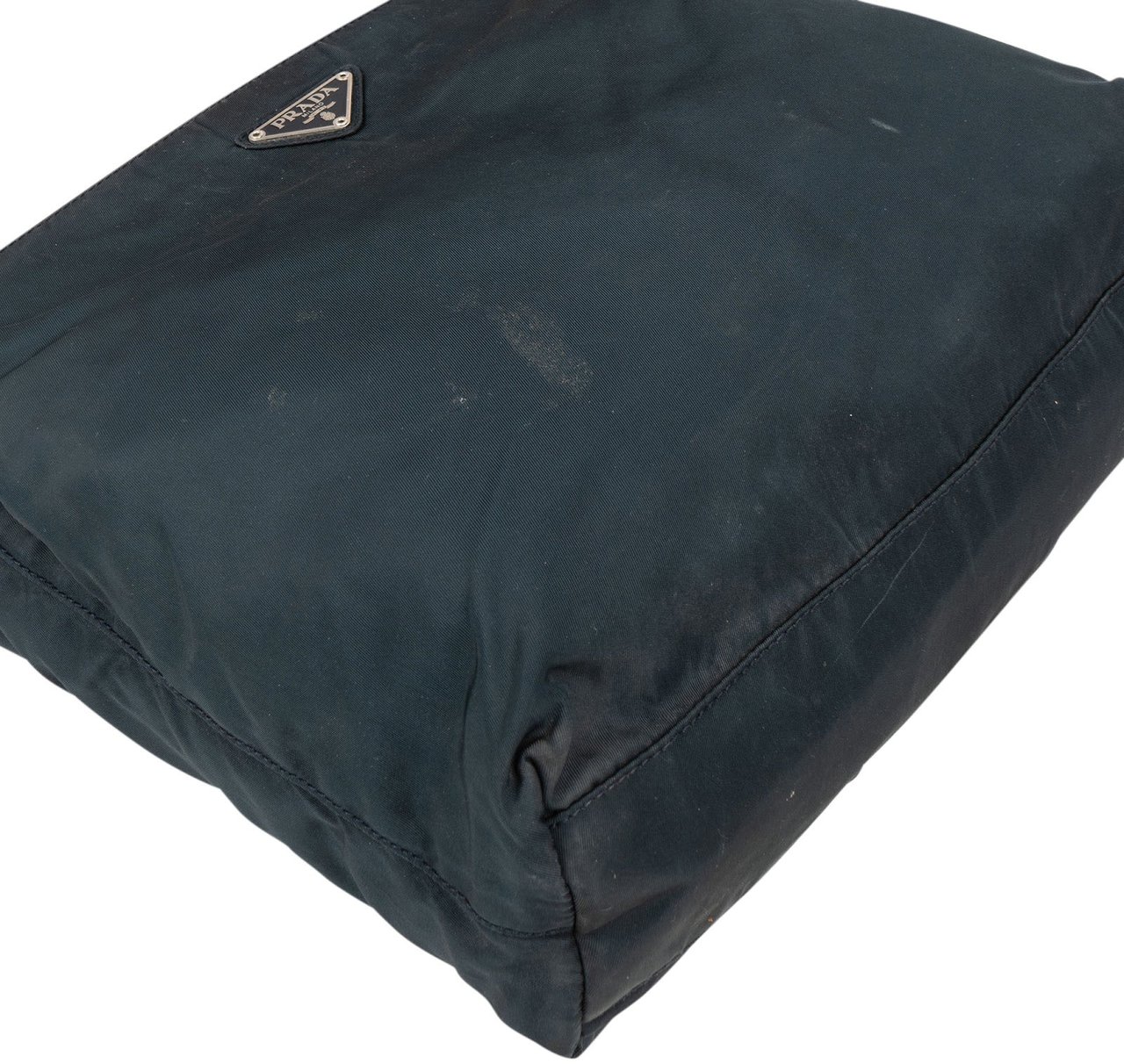 Prada Prada Blue Nylon Triangle Shoulder Bag Zwart