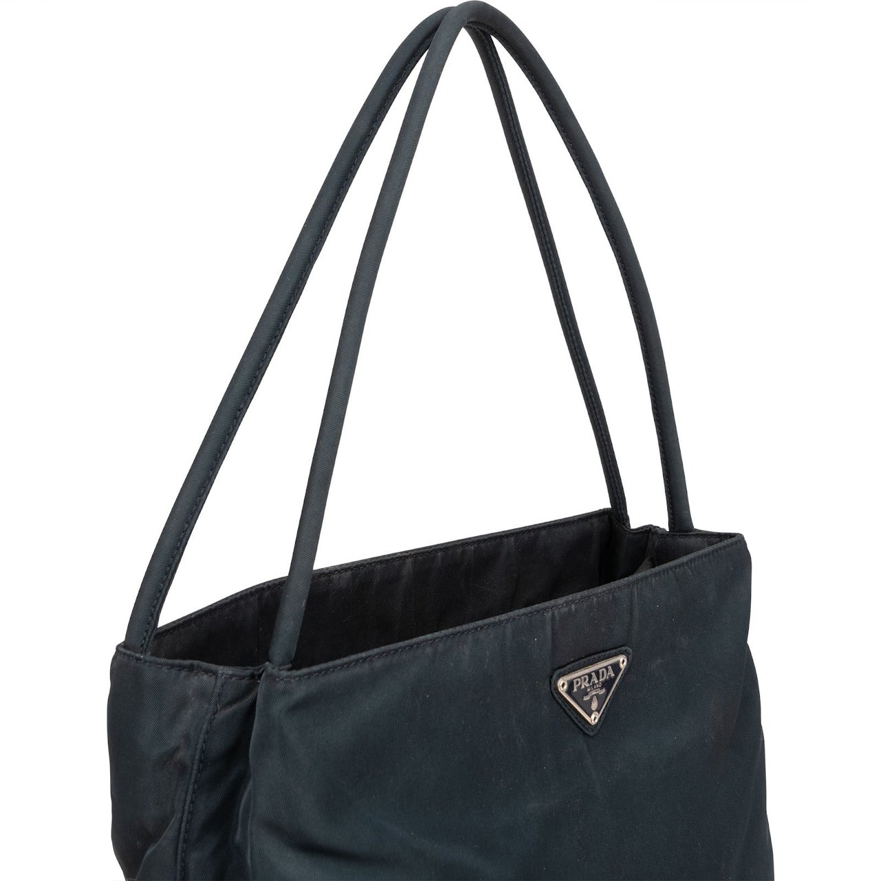 Prada Prada Blue Nylon Triangle Shoulder Bag Zwart