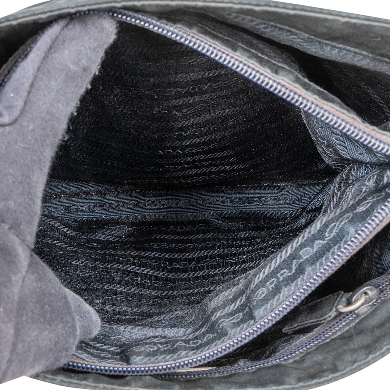 Prada Prada Blue Nylon Triangle Shoulder Bag Zwart