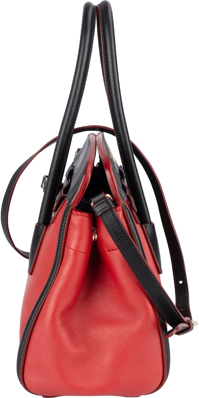 Prada Prada Saffiano and Calf Leather Twin Pocket Handbag Rood
