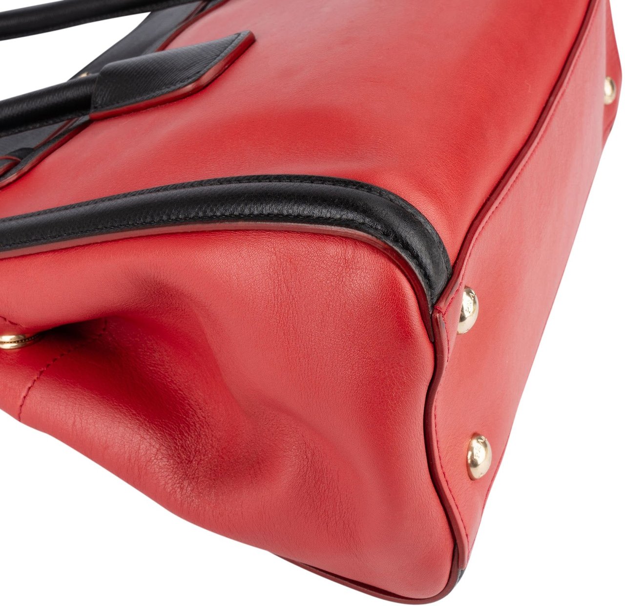 Prada Prada Saffiano and Calf Leather Twin Pocket Handbag Rood