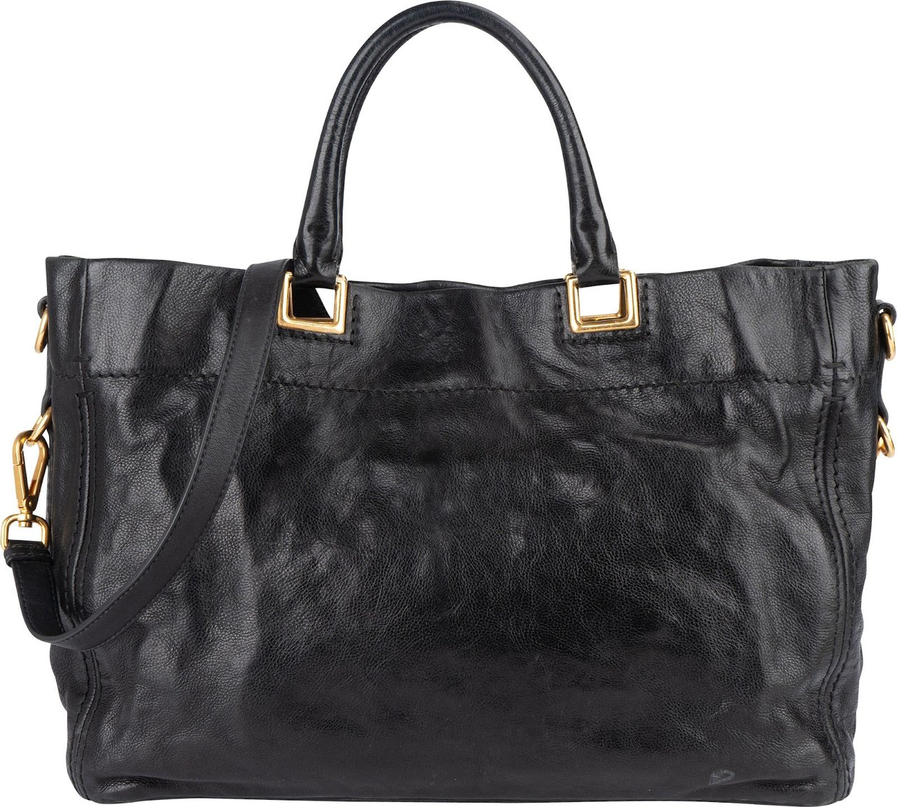 Prada Prada Soft Calf Leather Tote Handbag Zwart