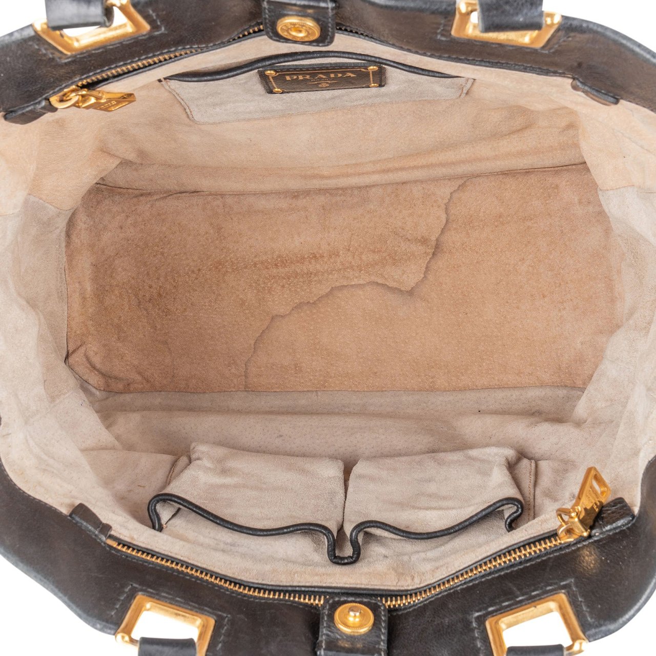 Prada Prada Soft Calf Leather Tote Handbag Zwart