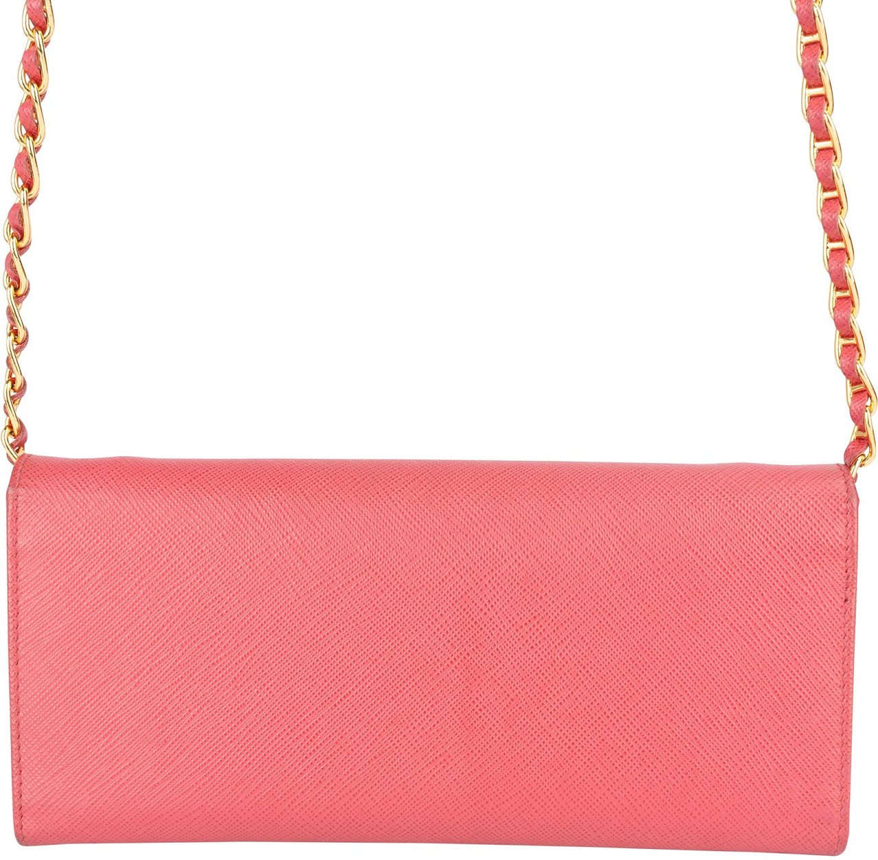 Prada Prada Pink Saffiano Leather Wallet On Chain Crossbody Bag Rood