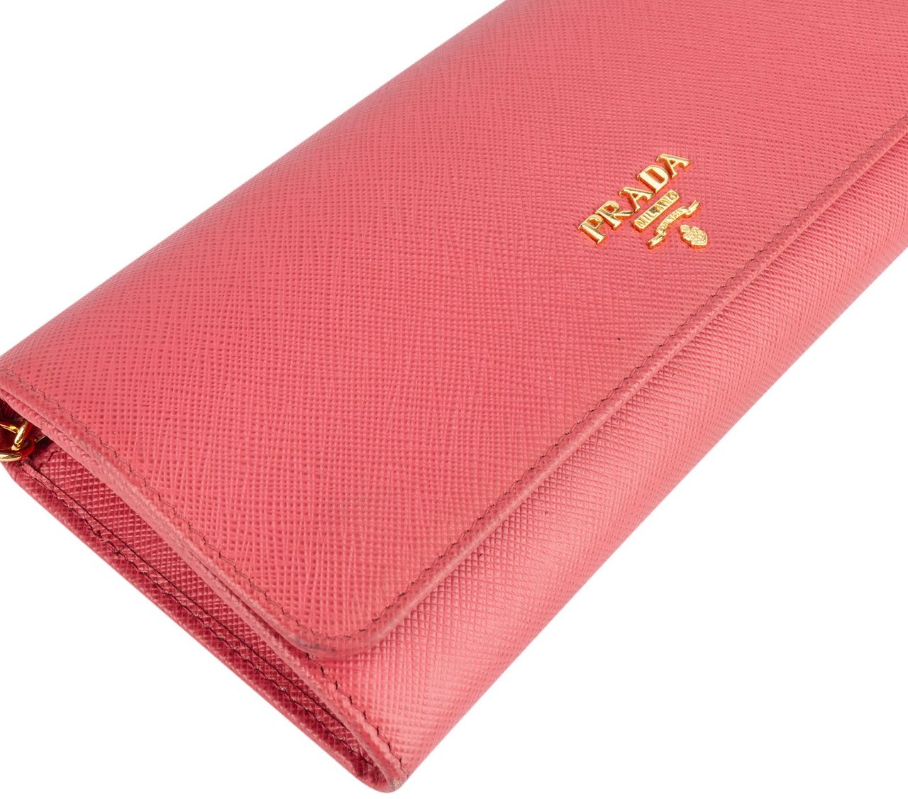 Prada Prada Pink Saffiano Leather Wallet On Chain Crossbody Bag Rood