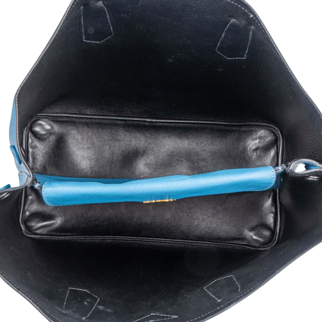 Prada Prada Blue Saffiano Leather Double Handbag Blauw