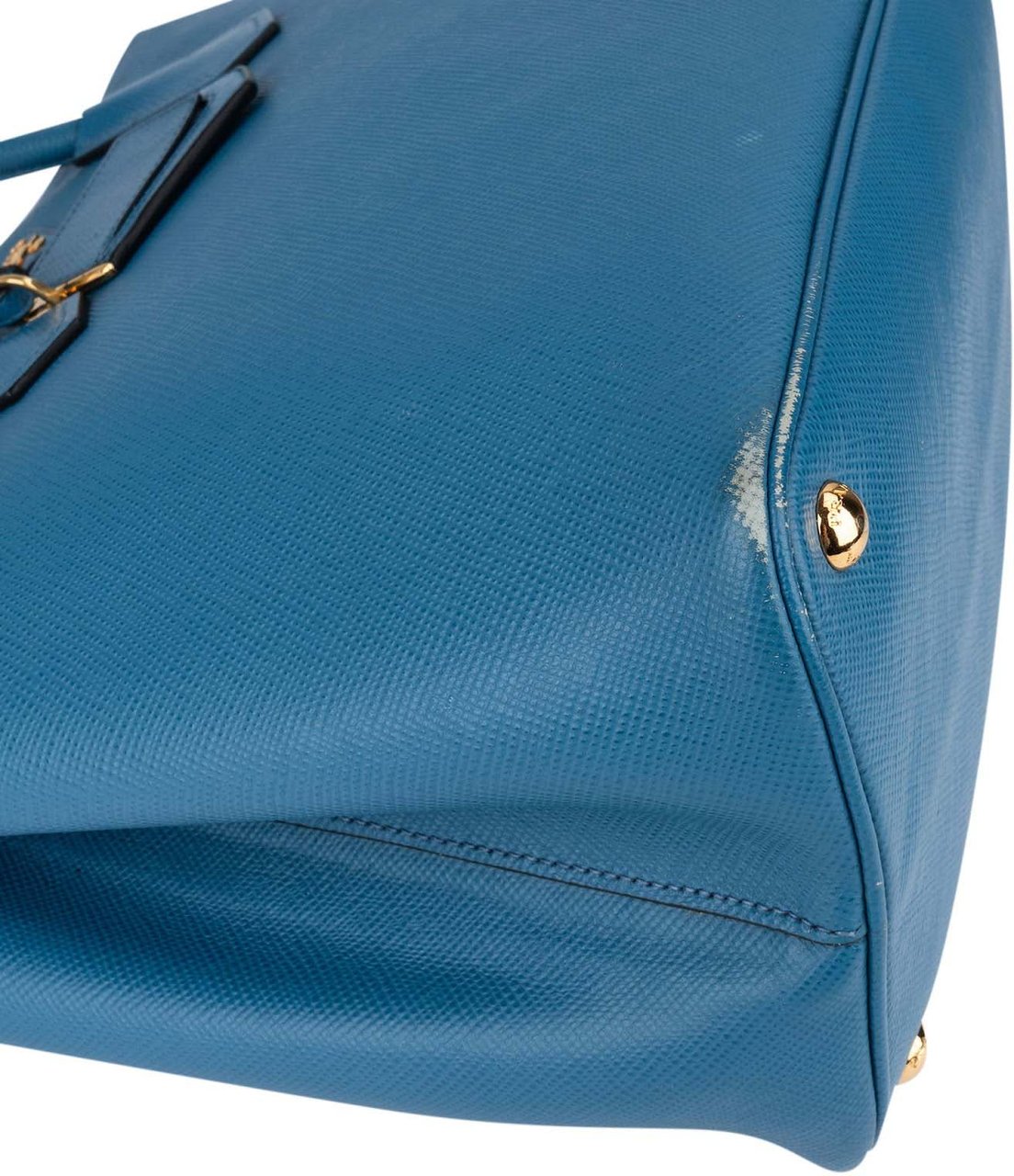 Prada Prada Blue Saffiano Leather Double Handbag Blauw