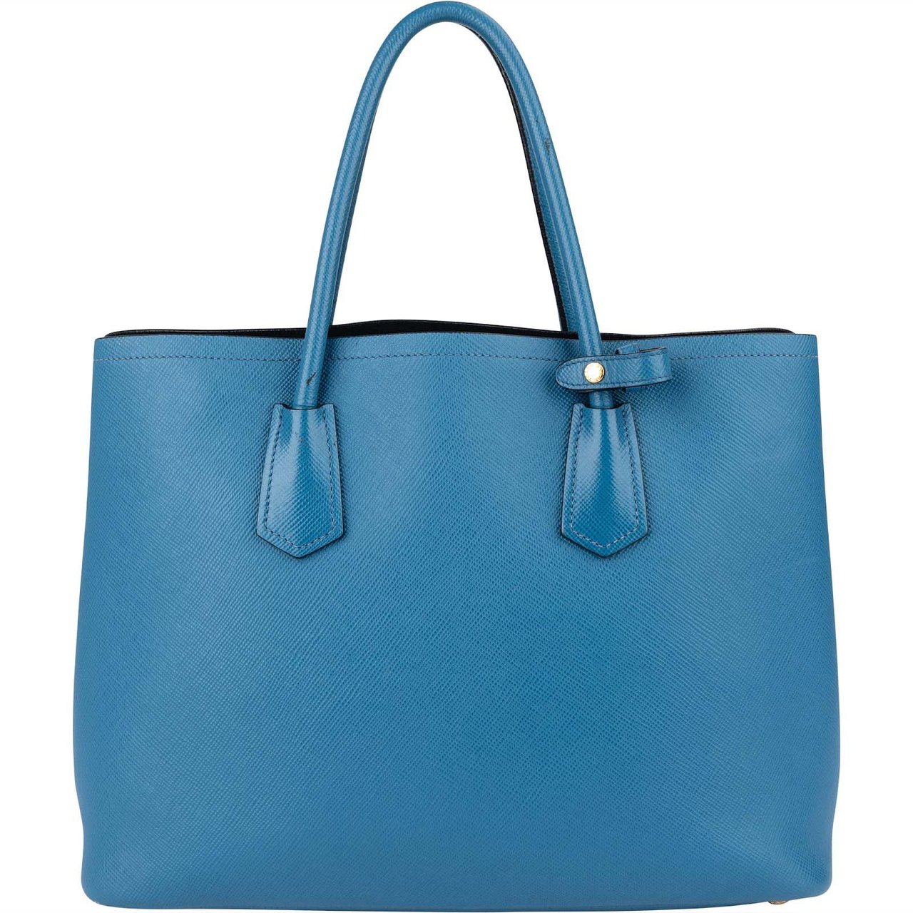 Prada Prada Blue Saffiano Leather Double Handbag Blauw