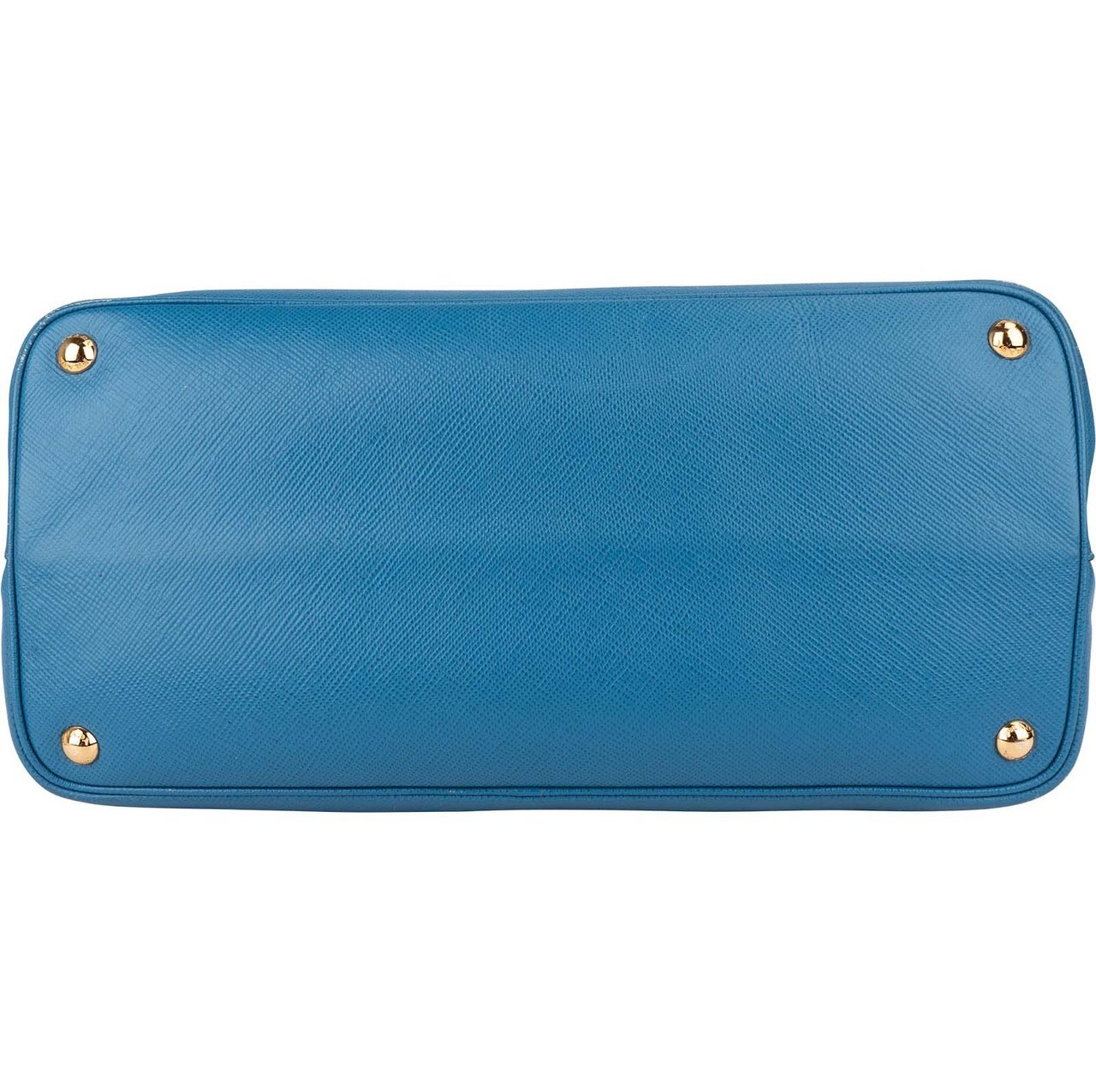 Prada Prada Blue Saffiano Leather Double Handbag Blauw