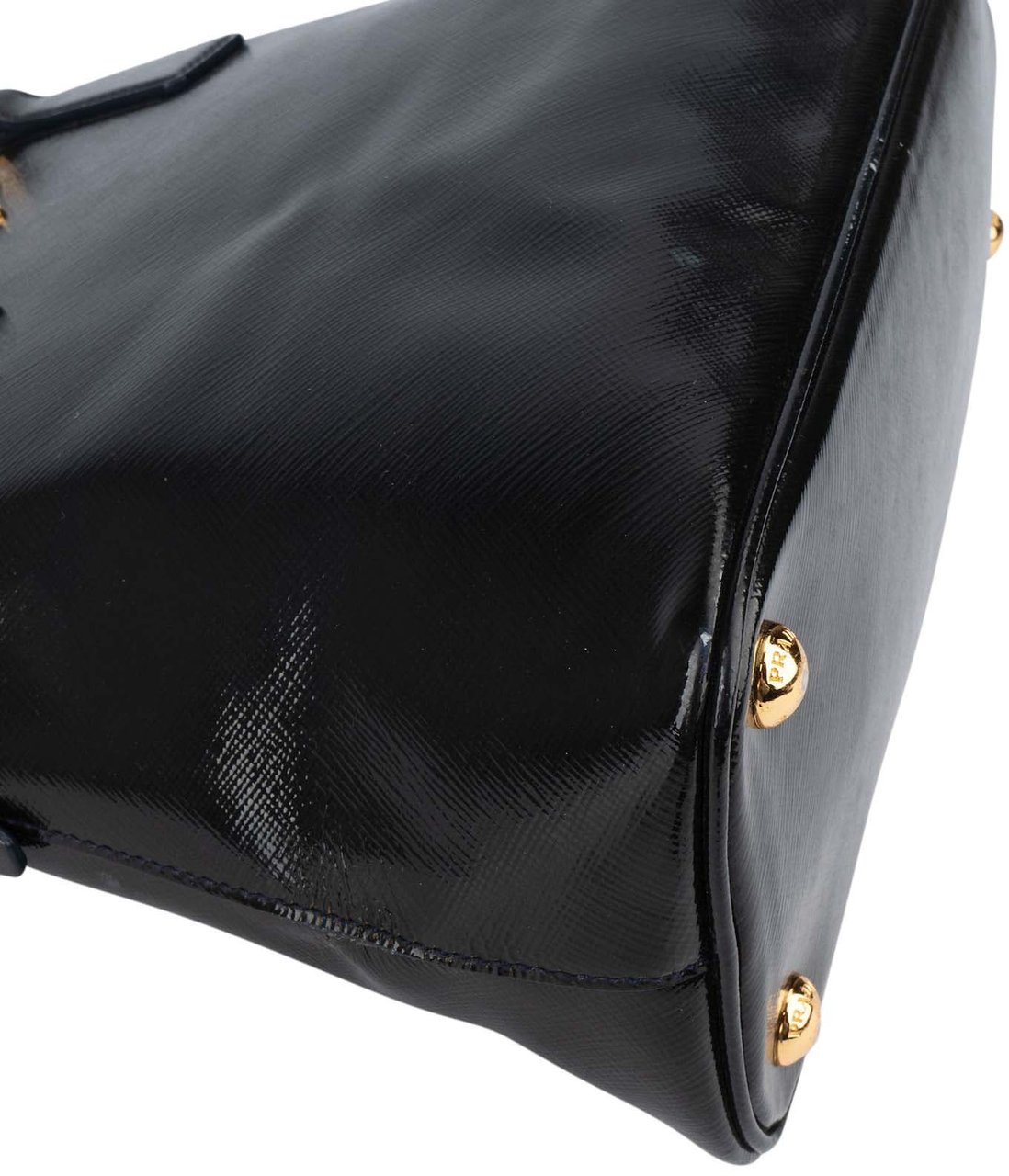 Prada Prada Patent Saffiano Vernice Leather Promenade Handbag Zwart